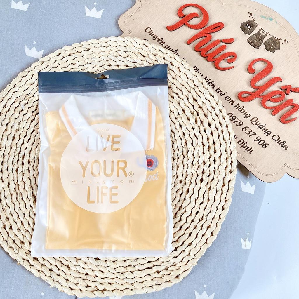 Áo Phông Cộc Tay Cổ Trụ Hàng Minky Mom Thêu Họa Tiết Động Vật Cho Bé