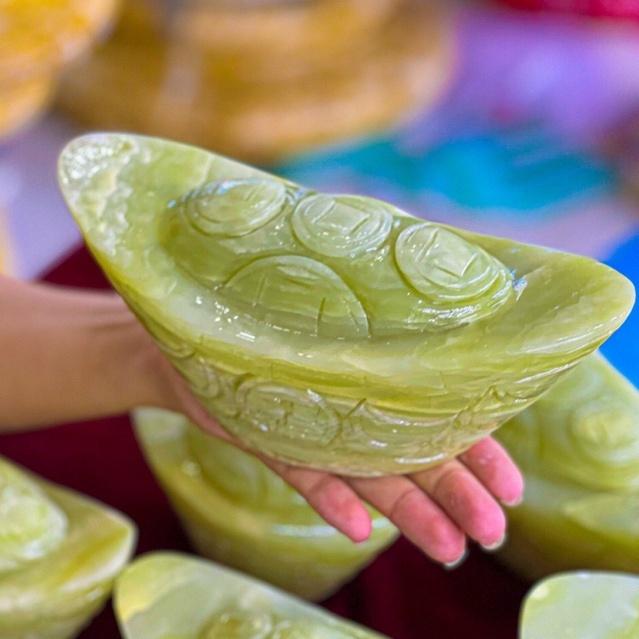 Trĩnh Vàng Thần Tài, Thỏi Vàng Kim Nguyên Bảo Đá Ngọc Hoàng Long - Dài 15cm & 20cm