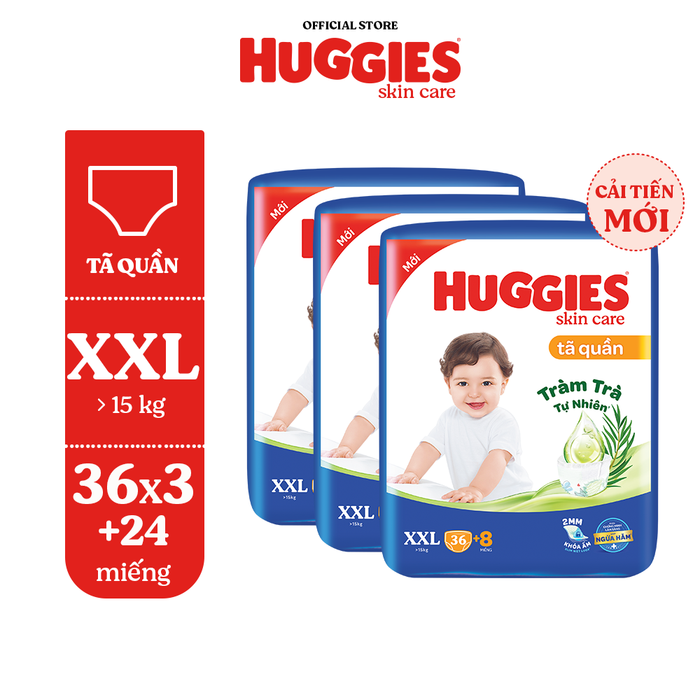 Thùng 3 gói Tã quần Huggies Skincare Big Jumbo M56+8/L48+8/XL40+8/XXL36+8