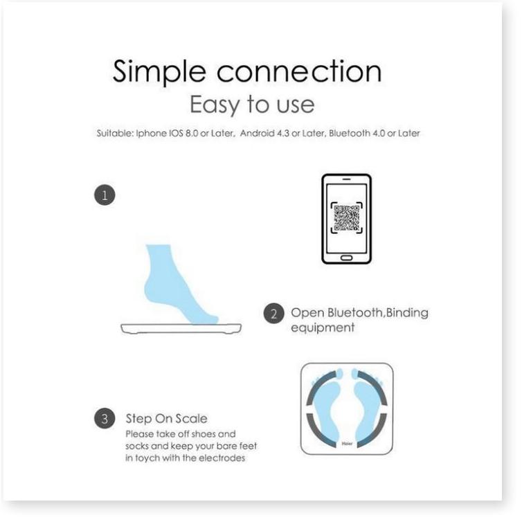 Cân điện tử sức khỏe kết nối với điện thoại ( IOS 8 và Android 4.3 trở lên )