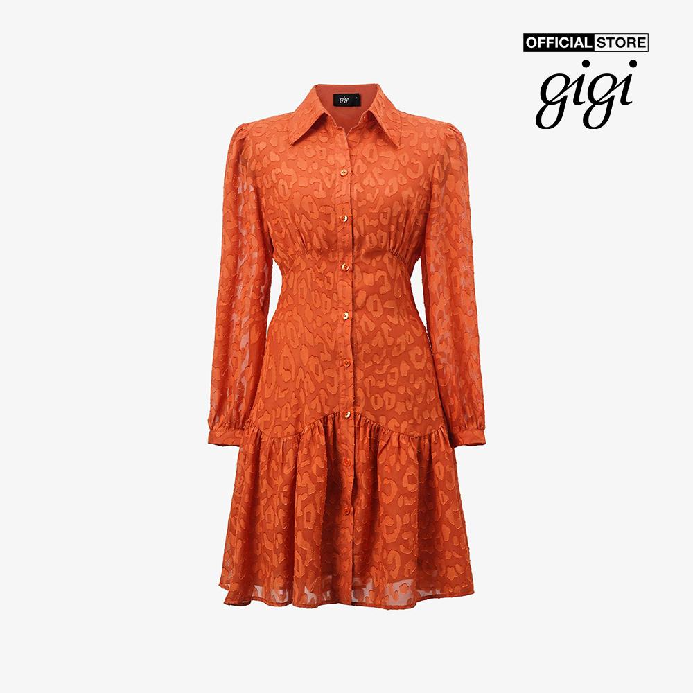 GIGI - Đầm mini cổ bẻ tay dài phối nút cài hiện đại G2101D223123