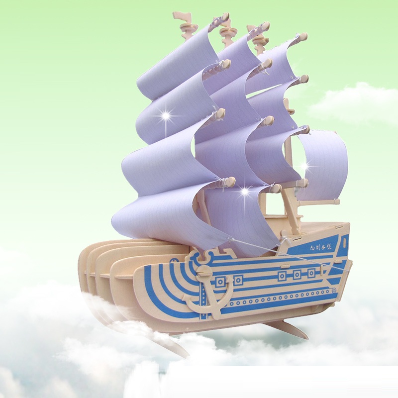Đồ chơi lắp ráp gỗ 3D Bộ 4 Mô hình thuyền Vua Hải Tặc One Piece