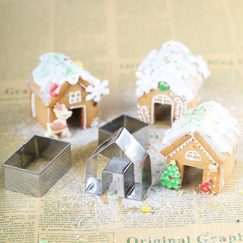 Bộ 3 Khuôn Cắt Bánh Quy Được Làm Từ Thép Không Gỉ Hình Ngôi Nhà