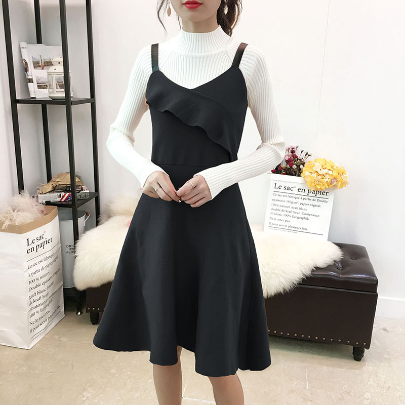 Đầm len nữ 2 dây bèo ngực dáng xoè xinh xắn Haint Boutique Da13