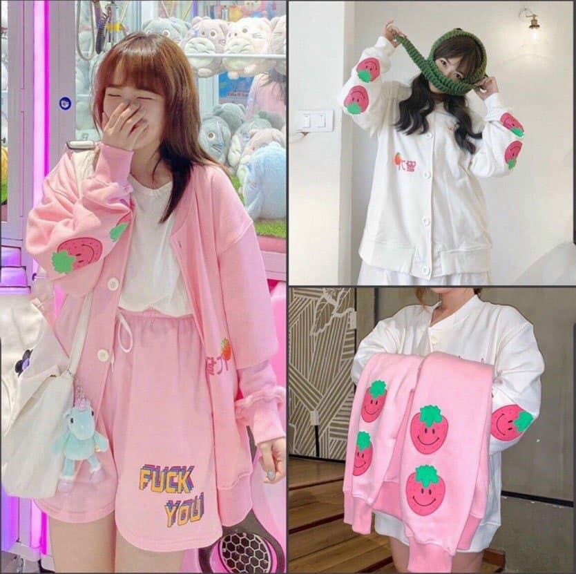 ÁO KHÓA NỈ CARDIGAN TRÁI DÂU NGỌT NGÀO & QUYẾN RŨ