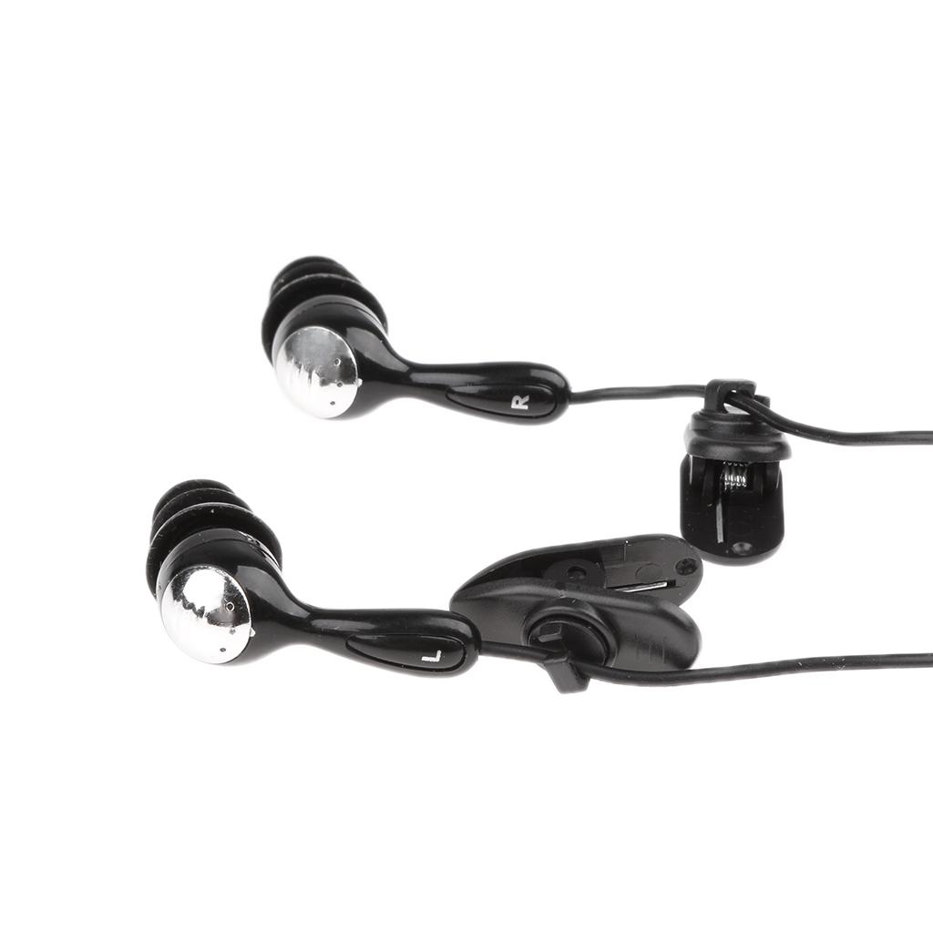 2X 3.5mm Waterproof Earphone Headphone Stereo Swimming for MP3 Radio iPod Black