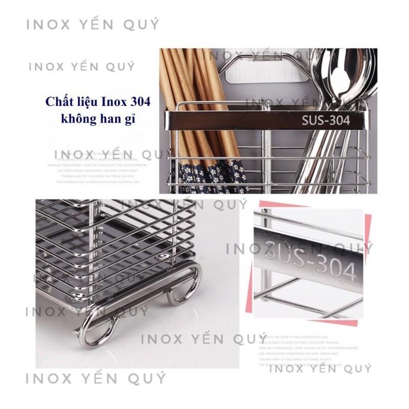 Ống đũa inox 304 đặt bàn có khay nước tặng kèm miếng dán