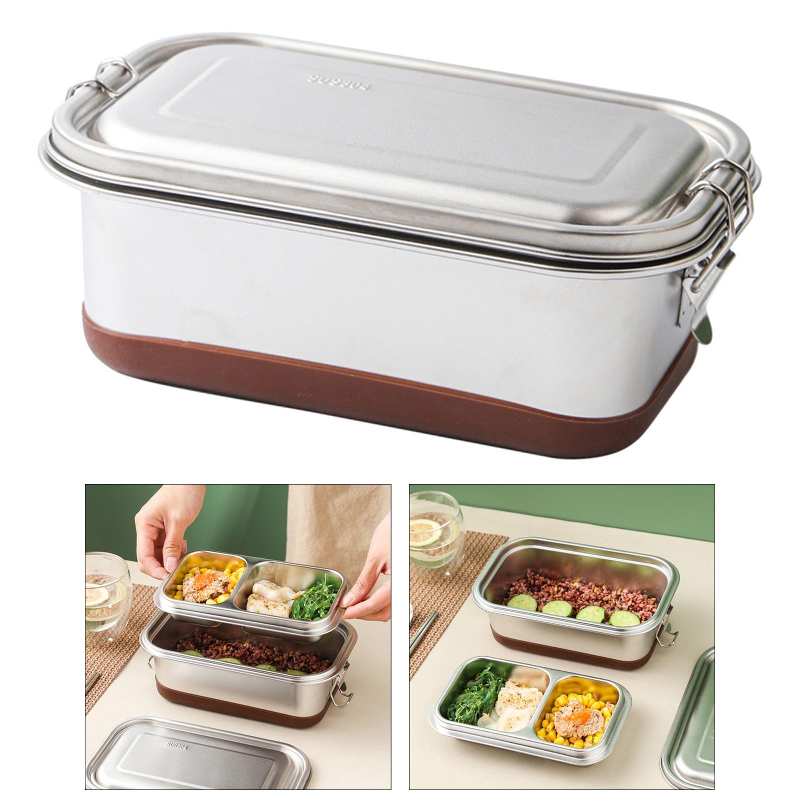 1.2L Stainless Steel Bento Lunch Food Box Container Outdoor Meals Use