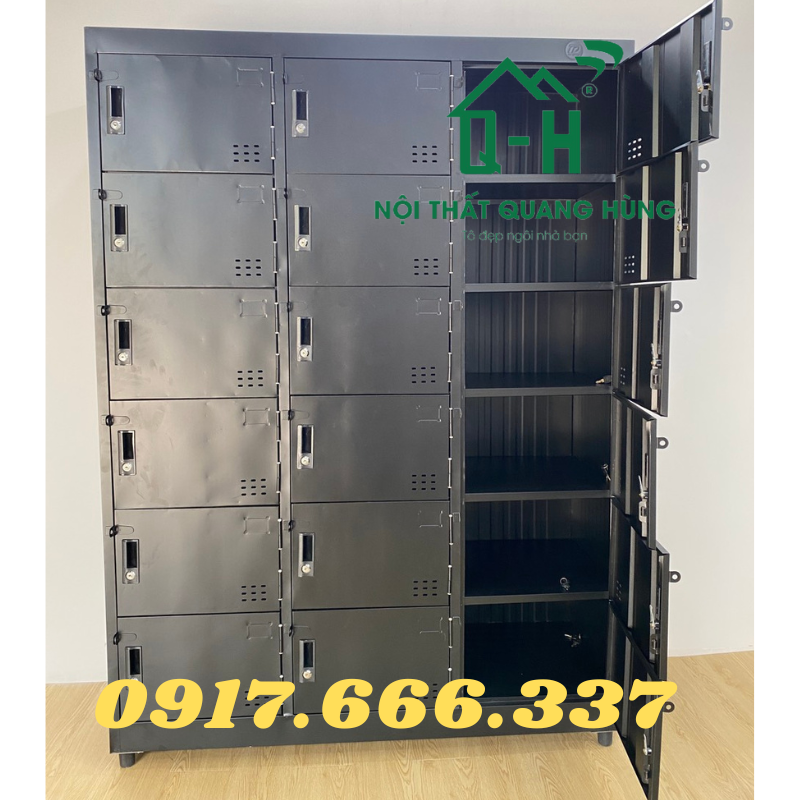 TỦ HỒ SƠ LOCKER TĨNH ĐIỆN 18 NGĂN MÀU ĐEN DÀNH CHO VĂN PHÒNG - 1M8X1M2X45CM