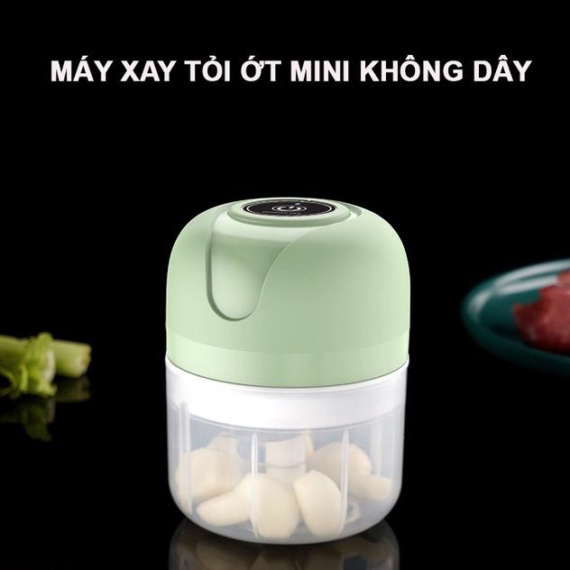 Máy Xay Tỏi Ớt Mini Đa Năng, Xay Đồ Ăn Dặm Cho Bé Dung Tích 250ml Sạc USB Tiện Lợi Mẫu Mới