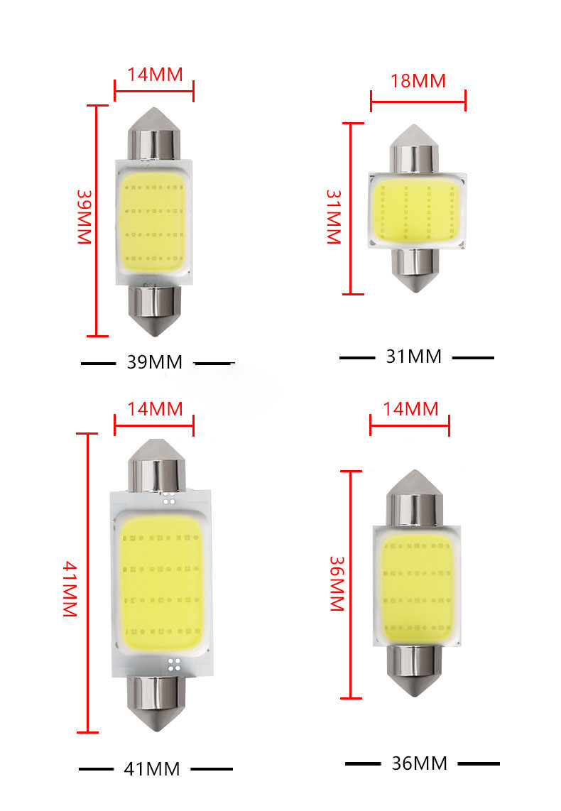 Bóng LED trần xe hơi chip COB festoon FCOB-12