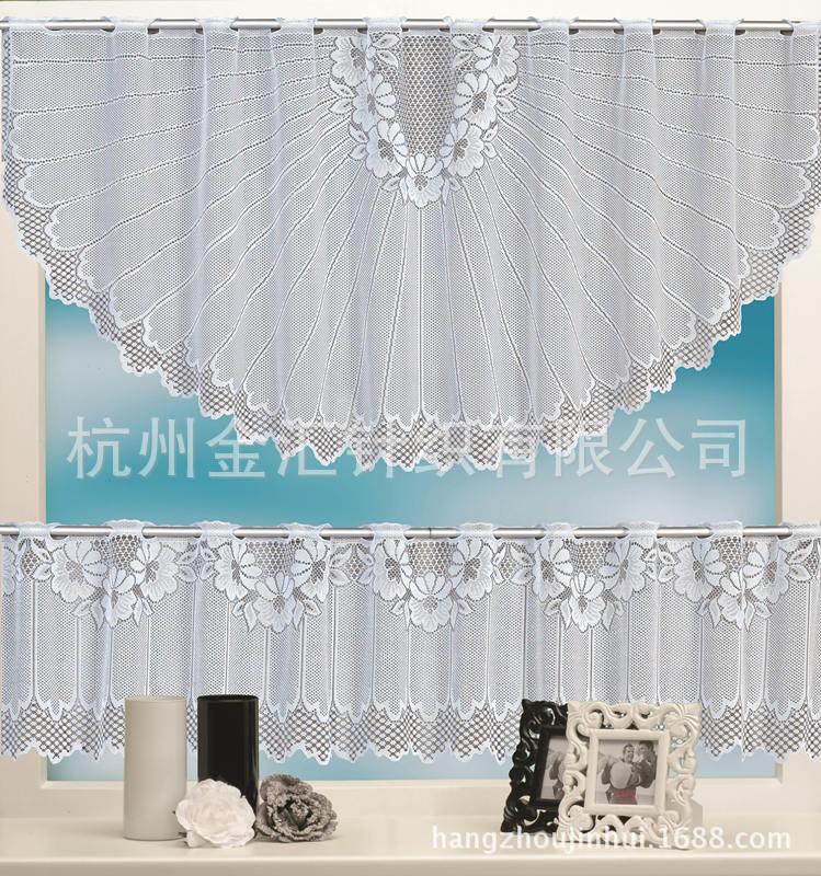 Phong cách mới nhất theo phong cách châu Âu màu trắng trong suốt rèm cà phê sợi dọc dệt kim nhà bếp rèm rèm rèm cửa thương mại điện tử