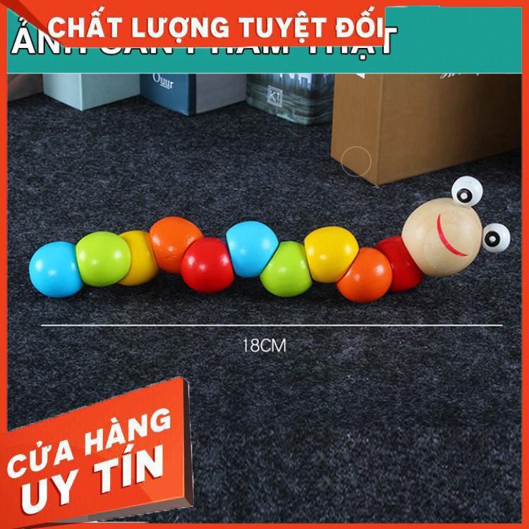 GIÁ SỐC- HCM- Con Sâu Gỗ_Đồ Chơi Con Sâu Gỗ Nhiều Màu Vui Nhộn Cho Bé Học Màu Sắc