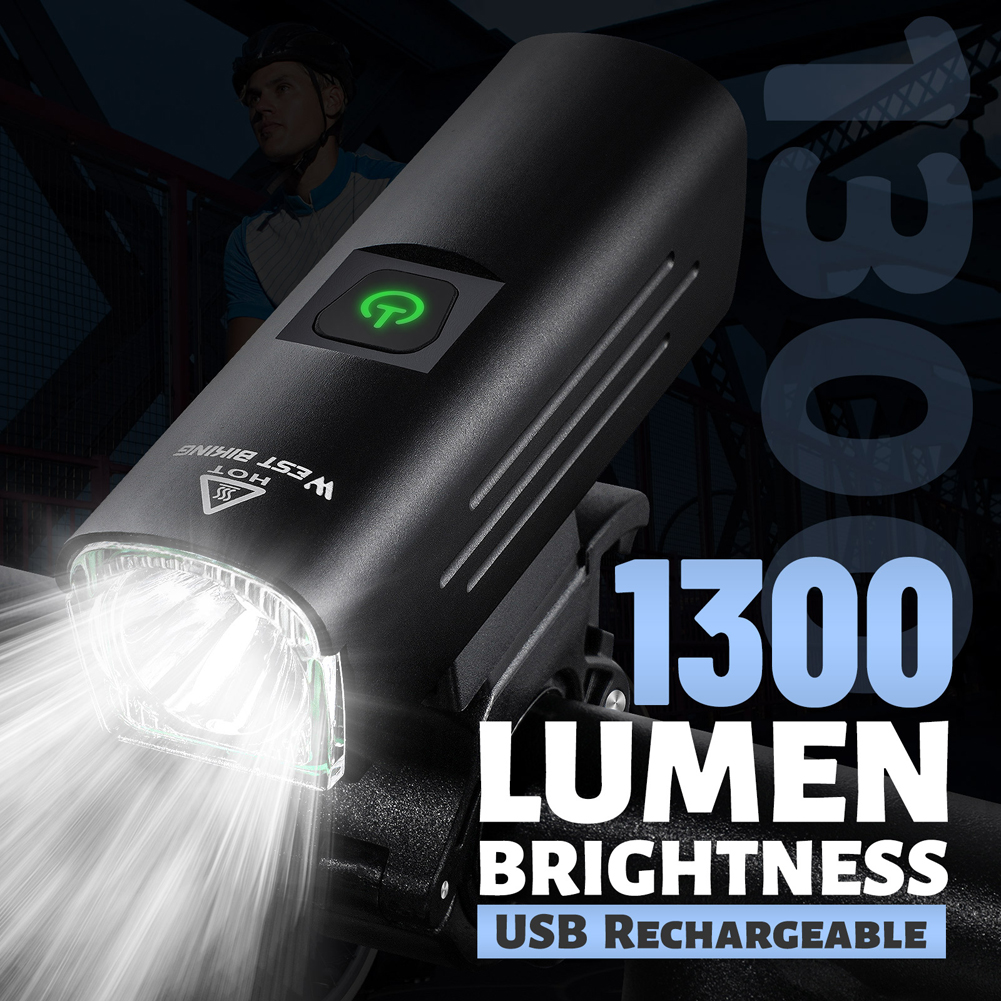 Đèn LED xe đạp WEST BIKING sáng 1300 Lumen sạc USB có thể sạc lại cho xe đạp leo núi MTB an toàn