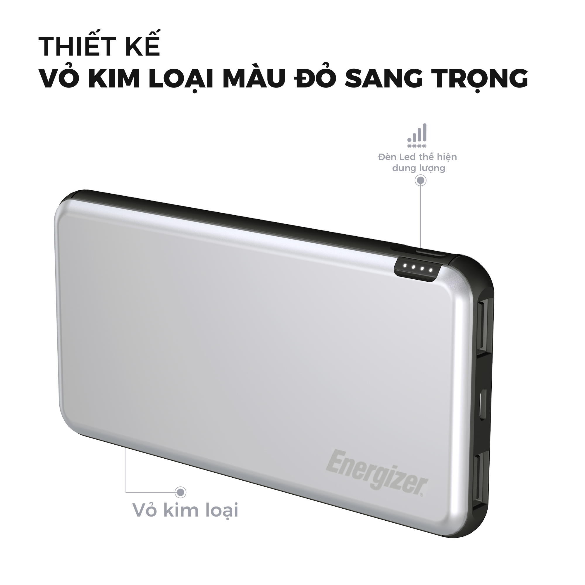 Sạc dự phòng Energizer UE10046 Dung Lượng 10,000mAh - Hàng Chính Hãng