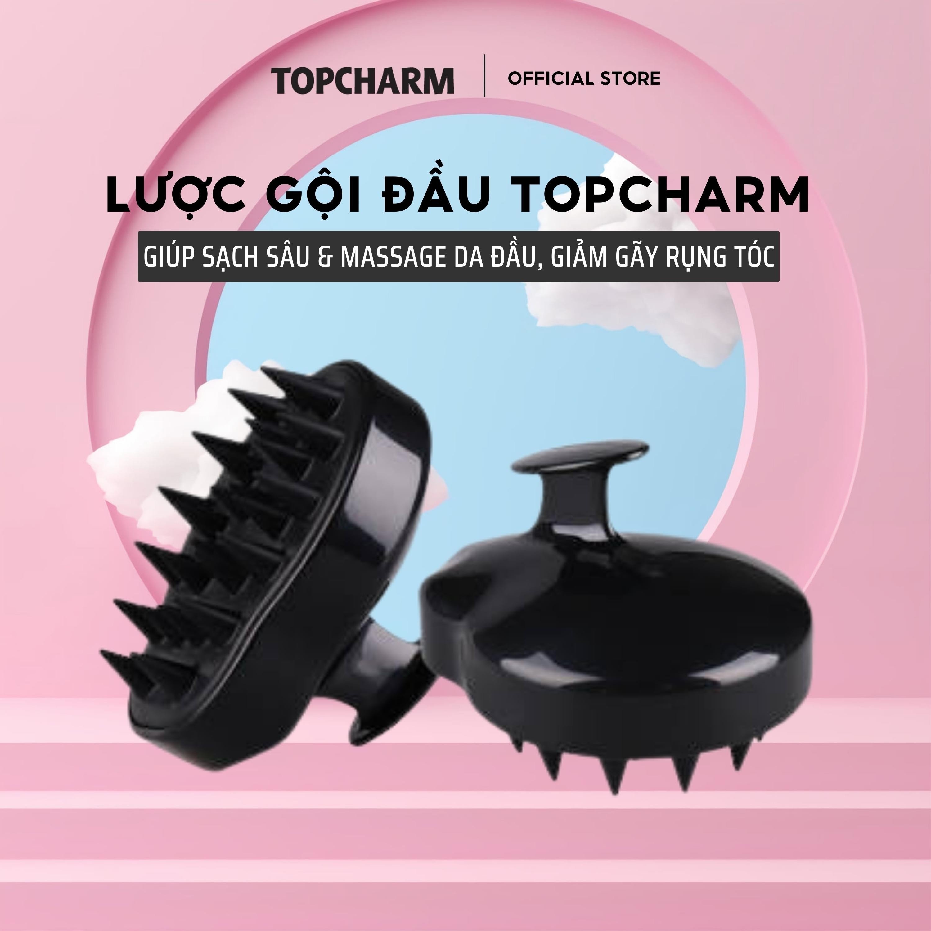 Lược gội đầu silicon TOPCHARM - Massage da đầu, làm sạch sâu, giúp tăng tuần hoàn máu, giảm gãy rụng và kích thích mọc tóc