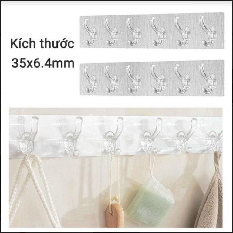 Thanh Treo Đồ Móc Treo Đồ Dán Tường Đa Năng 6 Móc