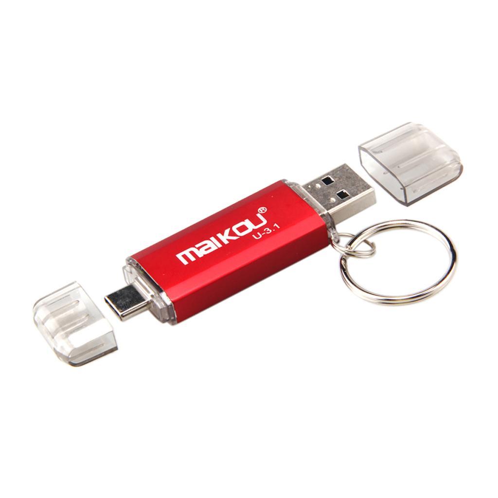 2 in 1 USB 3.0+ Type C OTG Flash Drive Memory Stick 256GB Storage red