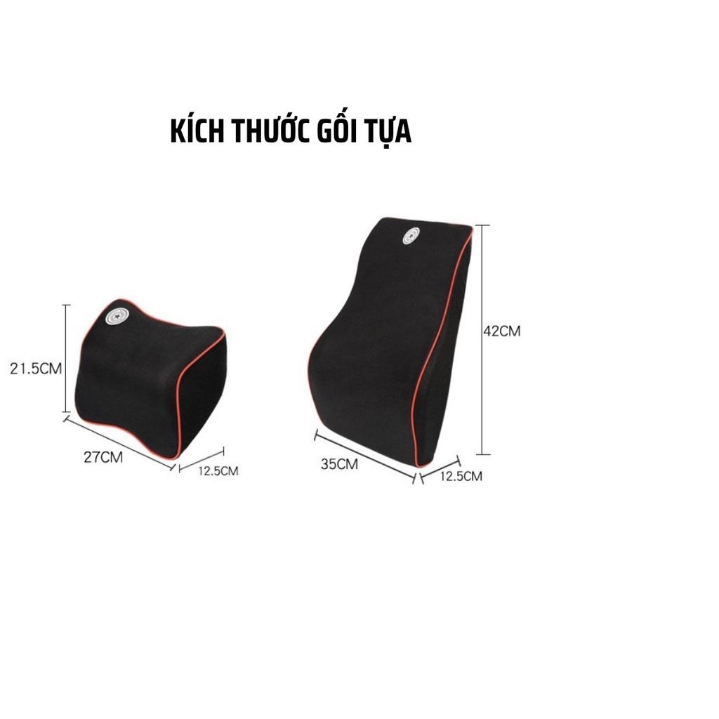 Gối Tựa Đầu, Gối Tựa Lưng Cao Su Non Cao Cấp Dùng Cho Xe Ô Tô gối công thái học, đảm bảo thoáng khí khi lái xe đường xa - Màu đen viền trắng