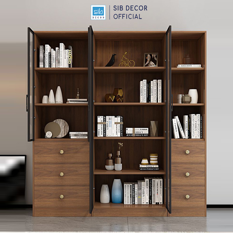 Tủ Gỗ Phối Cánh Kính Hiệu Đại Thương Hiệu SIB Decor KS602