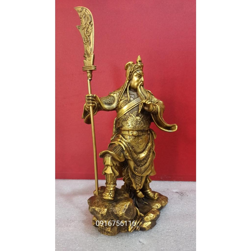 Tượng Quan Công 28cm Bằng Đồng Vàng, Tượng Đồng Phong Thủy, Quà Tặng Phong Thủy, Tượng Quan Vân Trường Đồng Vàng