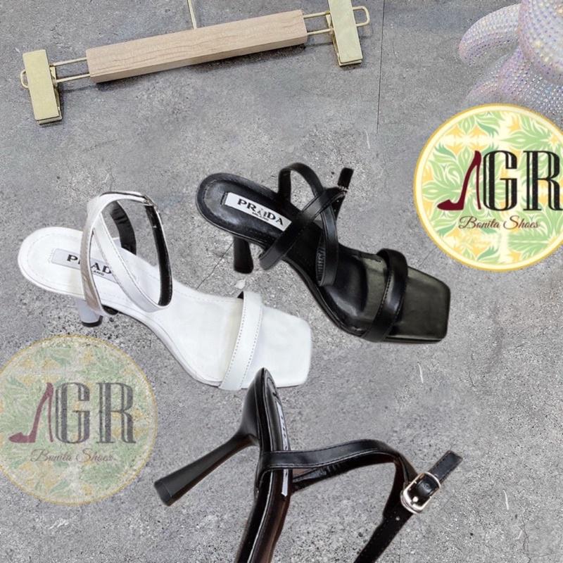 Sandal gót quai bản lót P gót nhọn 8 cm