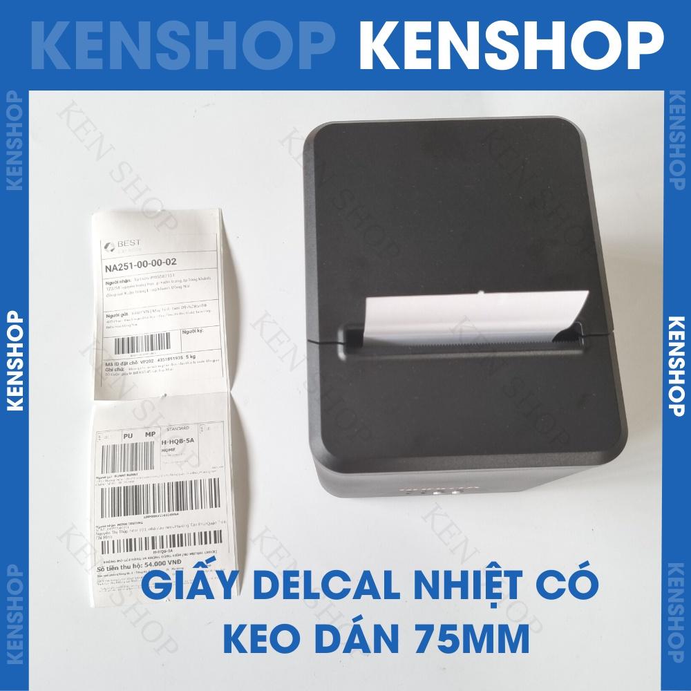 Giấy In Bill Có keo dán k80, giấy in nhiệt có keo dán 75mm, giấy in vận đơn TMĐT cho máy in bill.