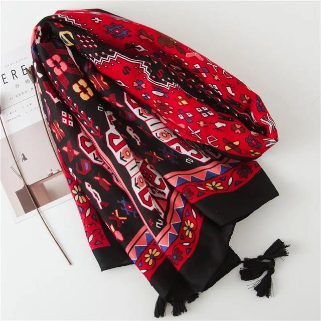 Khăn choàng du lịch biển khăn choàng boho in hoạ tiết thổ cẩm