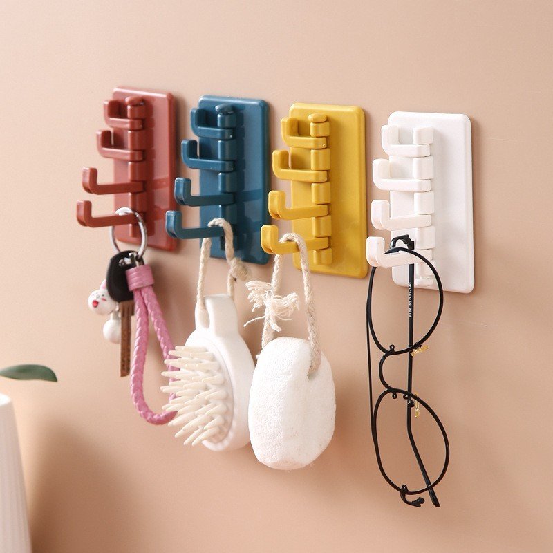Móc treo đồ dán tường 4 nhánh đa năng Xoay 180 độ tiện dụng, chịu lực tốt dáng rễ cây