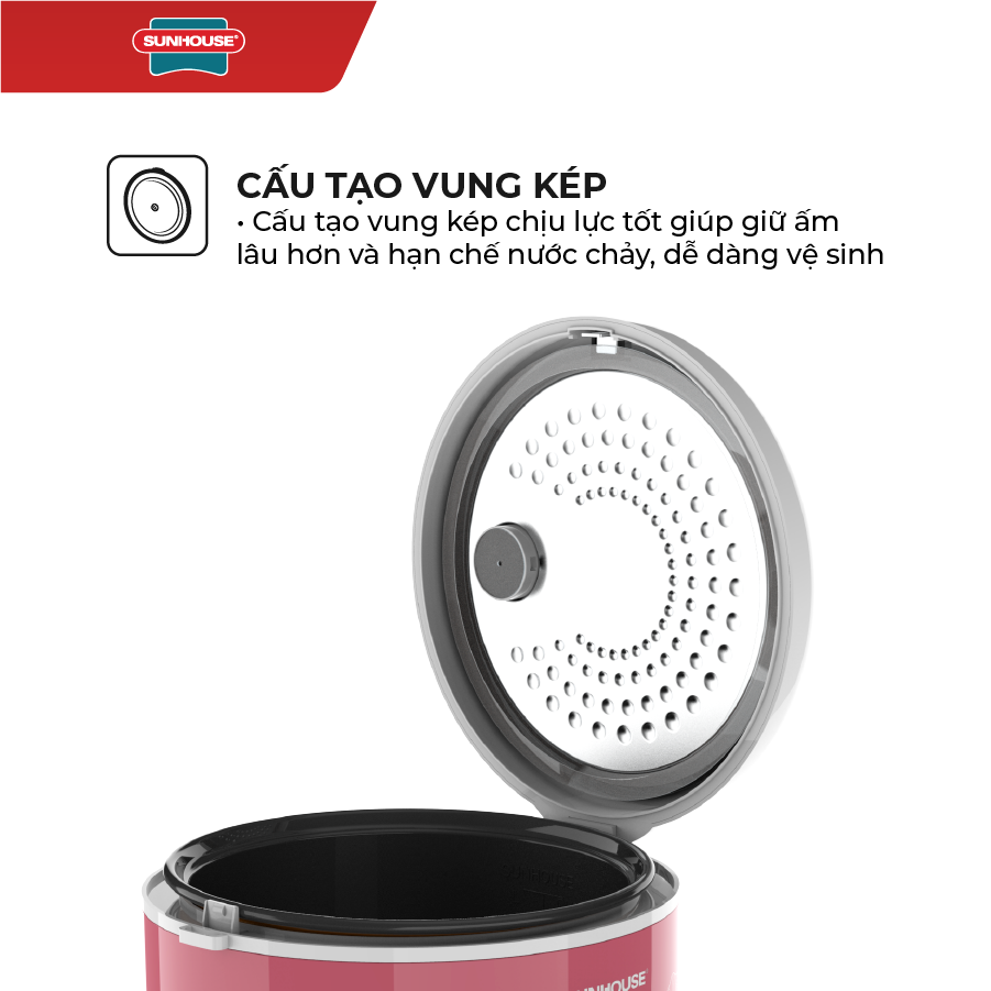 Nồi Cơm Điện Nắp Gài Sunhouse SHD8609 (1.8 Lít) - Hàng chính hãng