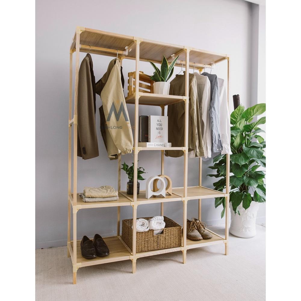 Kệ tủ quần áo nhièu mẫu- màu gỗ tự nhiên