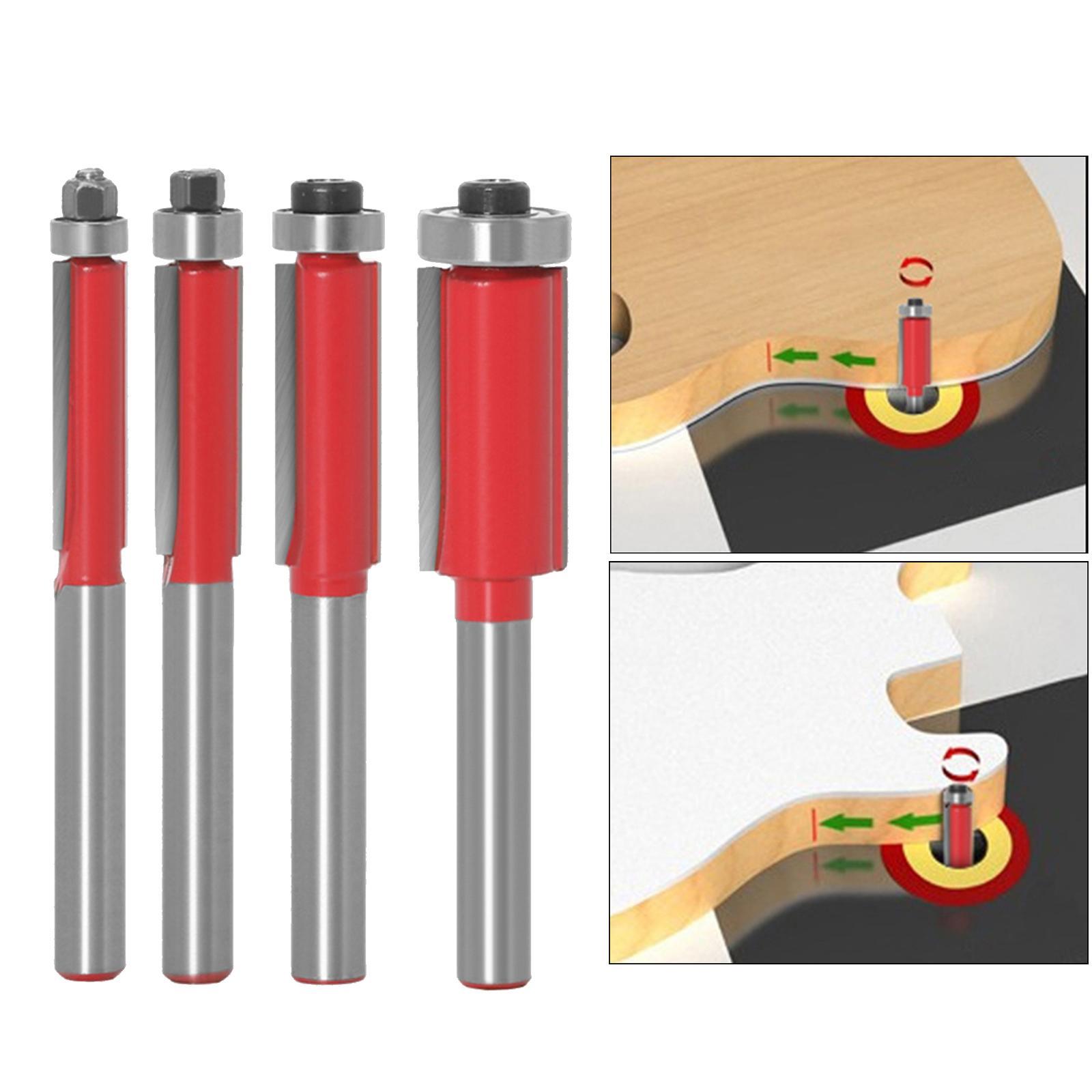 4pcs Woodworking Milling Cutter Slotting Cutter with Bearing Trimming Tool
