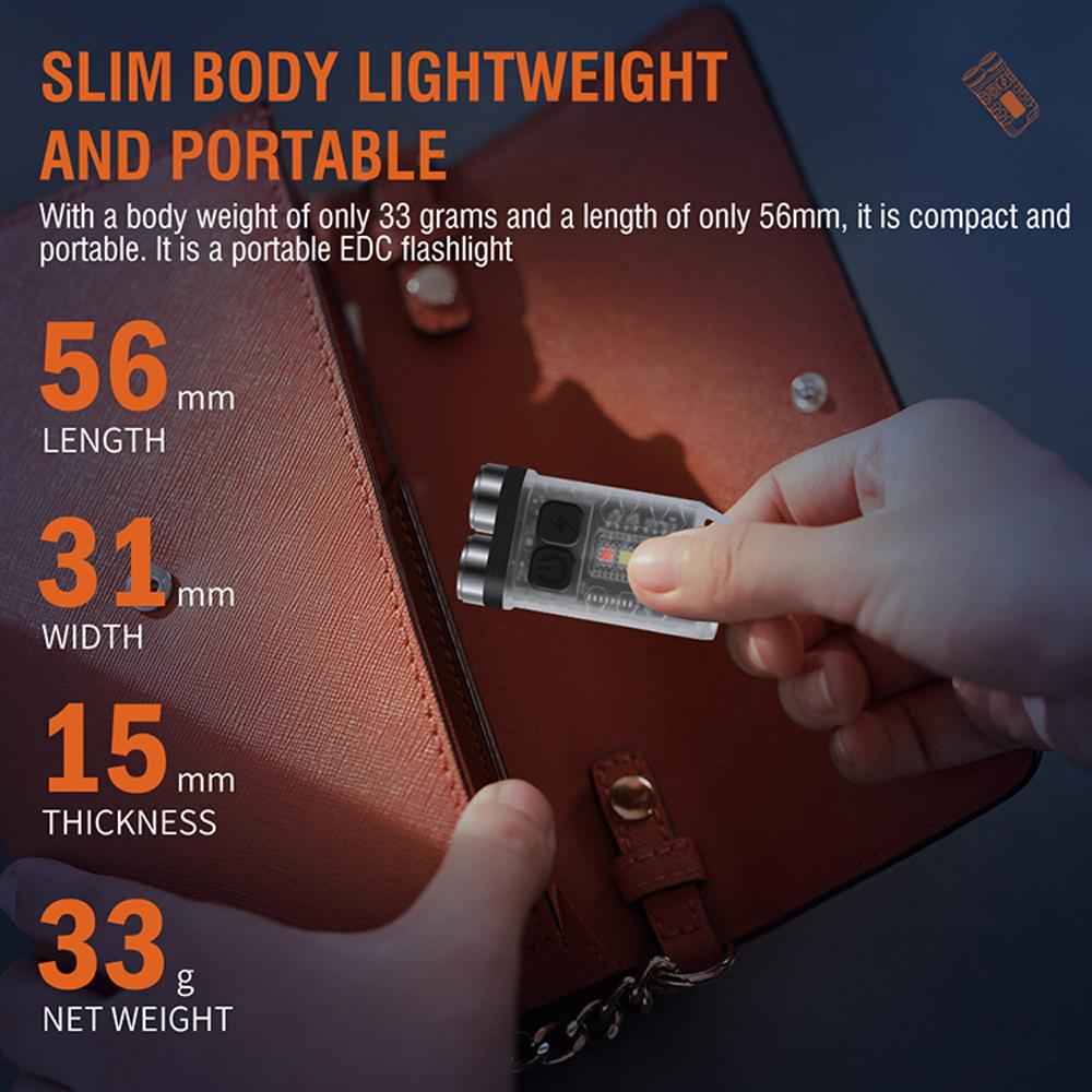 V3 Mini Flashlight LED Keychain Flashlight Rechargeable Pocket Light Waterproof with 5-Level Brightness 4-Color Light Source for Camping Hiking Emergency Use