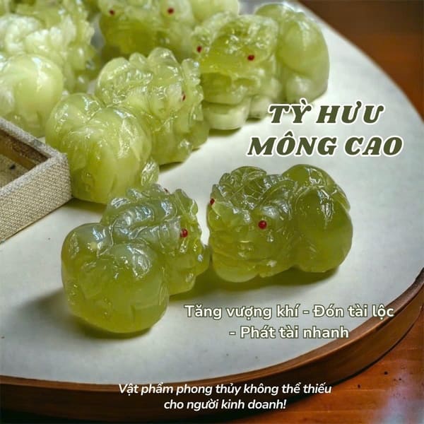 Cặp Tỳ Hưu Mông Cao Ngọc Pakistan 8cm mẫu mới