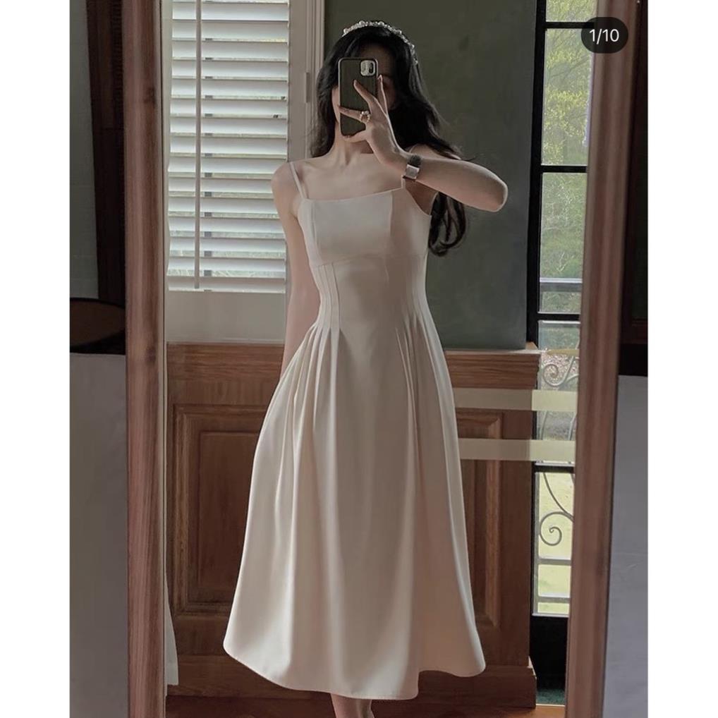 Đầm Body Thun Trắng Cổ Phối Viền Đen Logo Ngực Xinh Xắn Chất Vải Cao Cấp Ôm Sát Lên Dáng Siêu Xinh