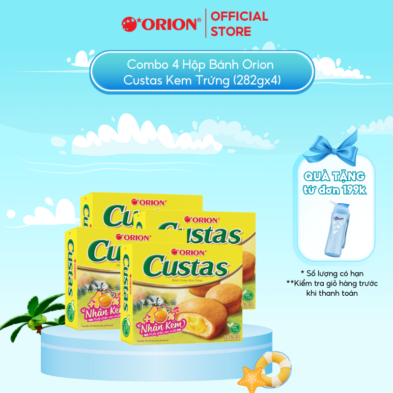 Combo 4 hộp bánh Custas Orion vị kem trứng