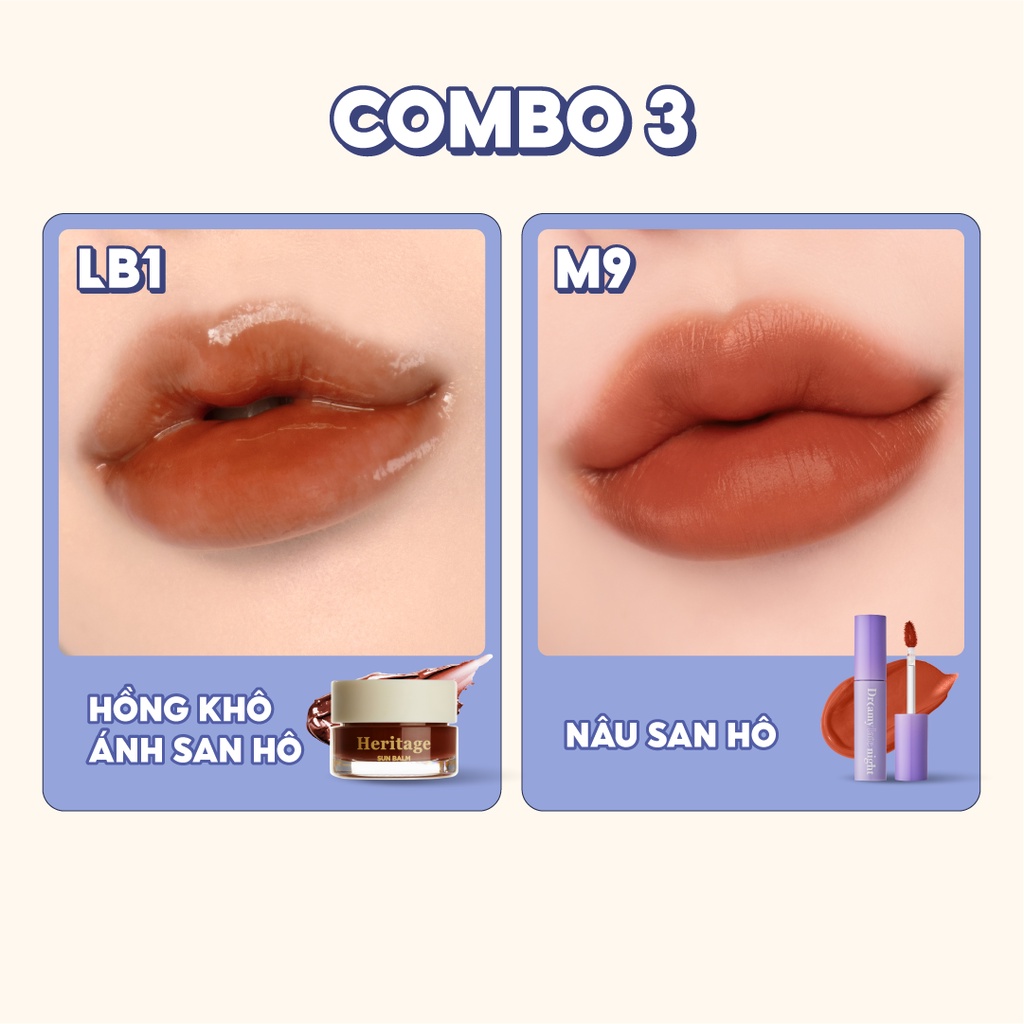 Combo Son Kem Lì Merzy Dreamy Late Night Mellow Tint 4g + Son Dưỡng Ẩm Có Màu Merzy The Heritage All Day Lip Care 4g