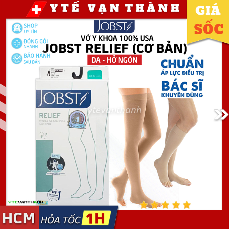 Vớ Y Khoa JOBST Relief (Cơ Bản) (Da, Hở Ngón) | Tất Suy Giãn Tĩnh Mạch -VT0041