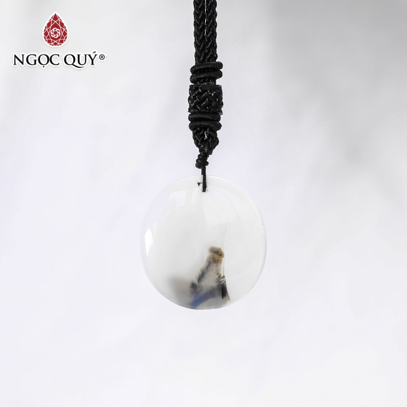 Mặt dây chuyền đá mã não rêu mệnh thủy, kim - Ngọc Quý Gemstones