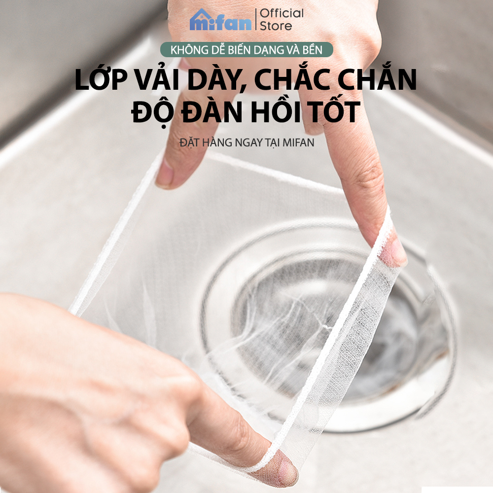 Túi Lọc Rác Bồn Rửa Chén Bát JOYLOT - Túi Lưới Vải Tự Phân Huỷ Có Chun Miệng Túi - Mifan Hàng Chính Hãng