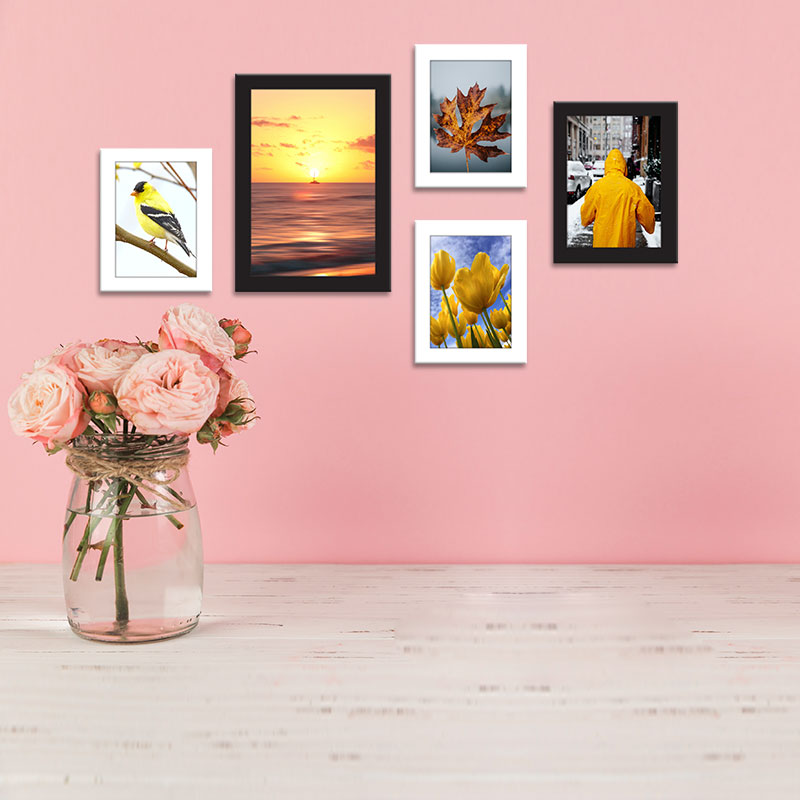 Khung ảnh bộ 5 trang trí nhà cửa tông vàng WK137