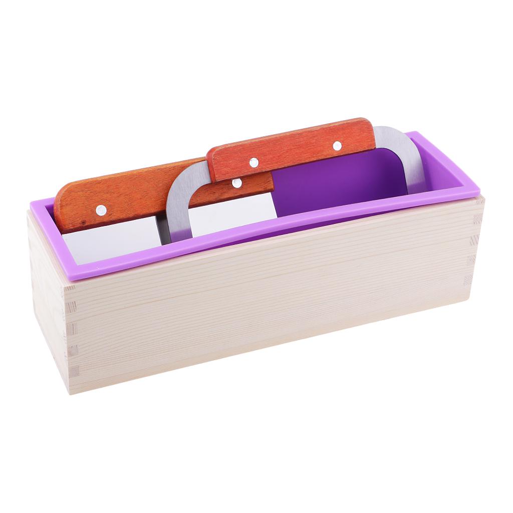 Rectangle Loaf Silicone Soap Making Mold with 2pcs Soap Cutter Slicer Tool