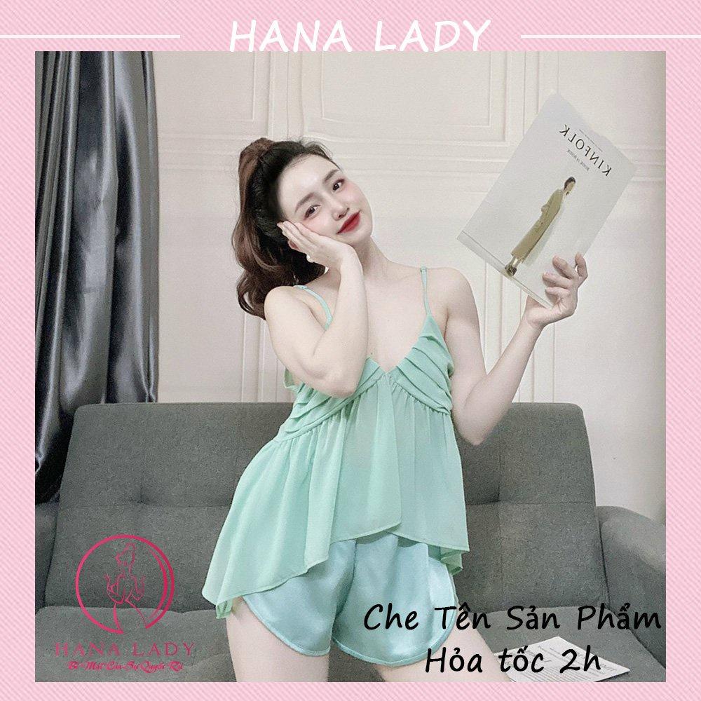 Bộ ngủ 2 dây nữ - Đồ mặc nhà lụa sexy gợi cảm VN478