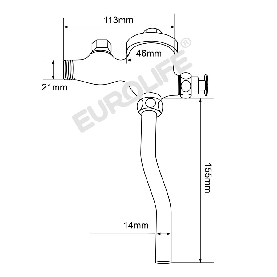 Vòi nhấn xả tiểu nam Đồng mạ Chrome Eurolife EL-XT130 (Trắng bạc)