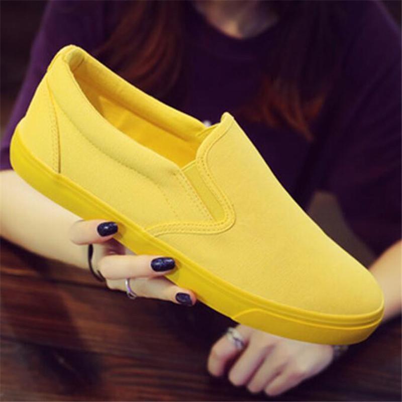 LCRTZKG Nam và nữ Breathable Canvas Casual Shoes Sinh viên Casual Shoes Unisex Thời trang Flat Shoes Orange Yellow Green Shoes