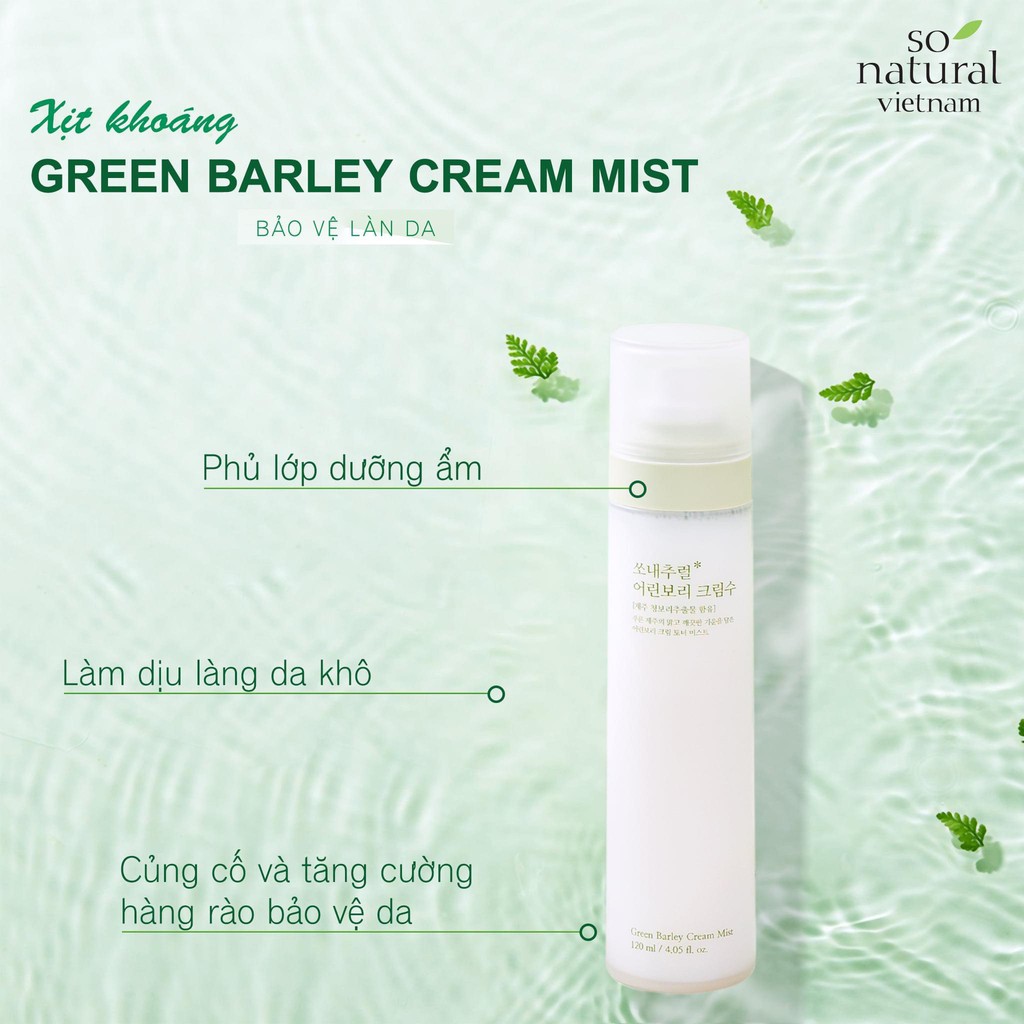 Xịt Khoáng Lúa Mạch So Natural Green Barley Cream Mist Hàn Quốc