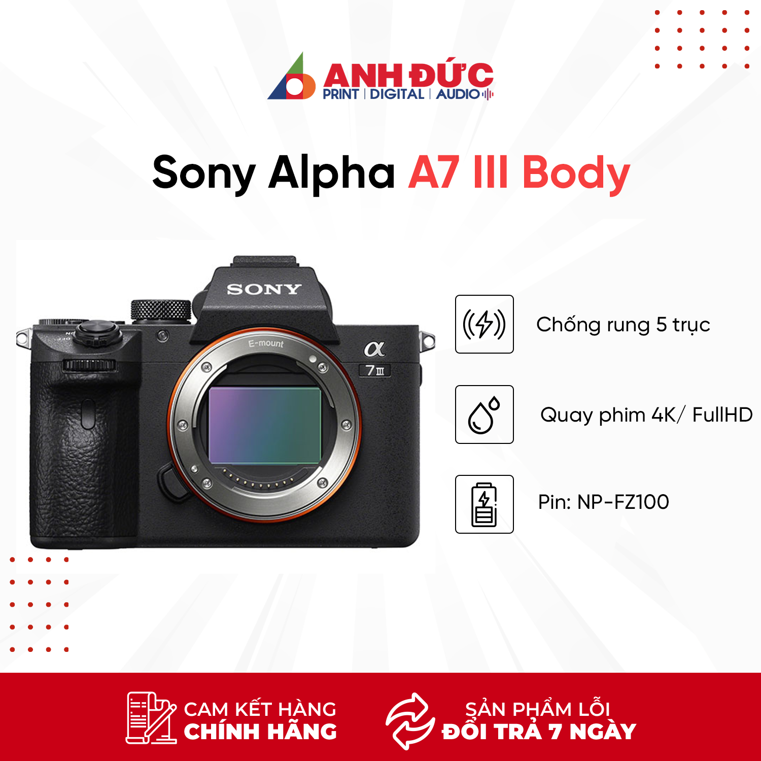 Máy Ảnh Sony Alpha A7 Mark III Body - Đen - Hàng Chính Hãng