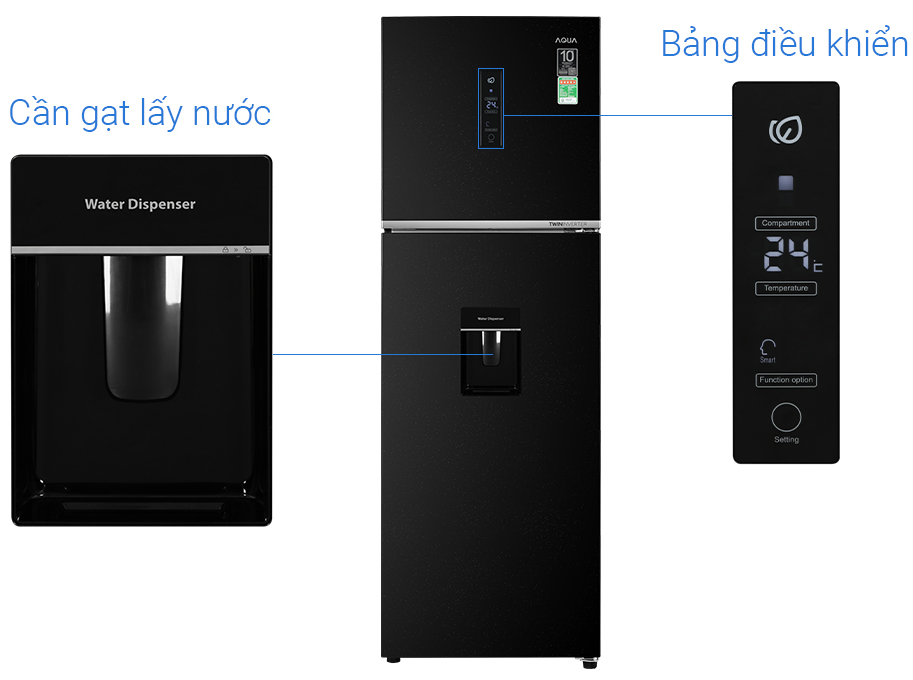 Tủ lạnh Aqua Inverter 347 lít AQR-T400FA - hàng chính hãng