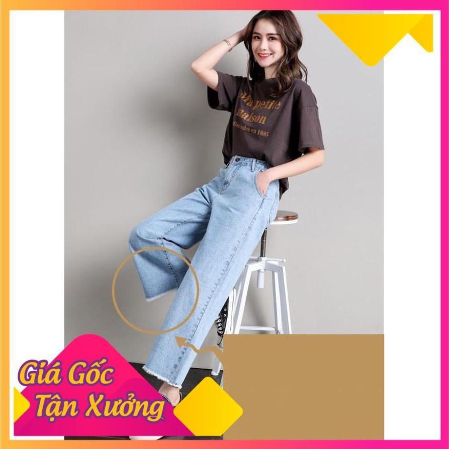 QUẦN CULLOTES BÒ ỐNG RỘNG RÁCH GẤU CÁ TÍNH NĂNG ĐỘNG THỜI TRANG SỚ BÒ RÁCH GẤU JEAN 963