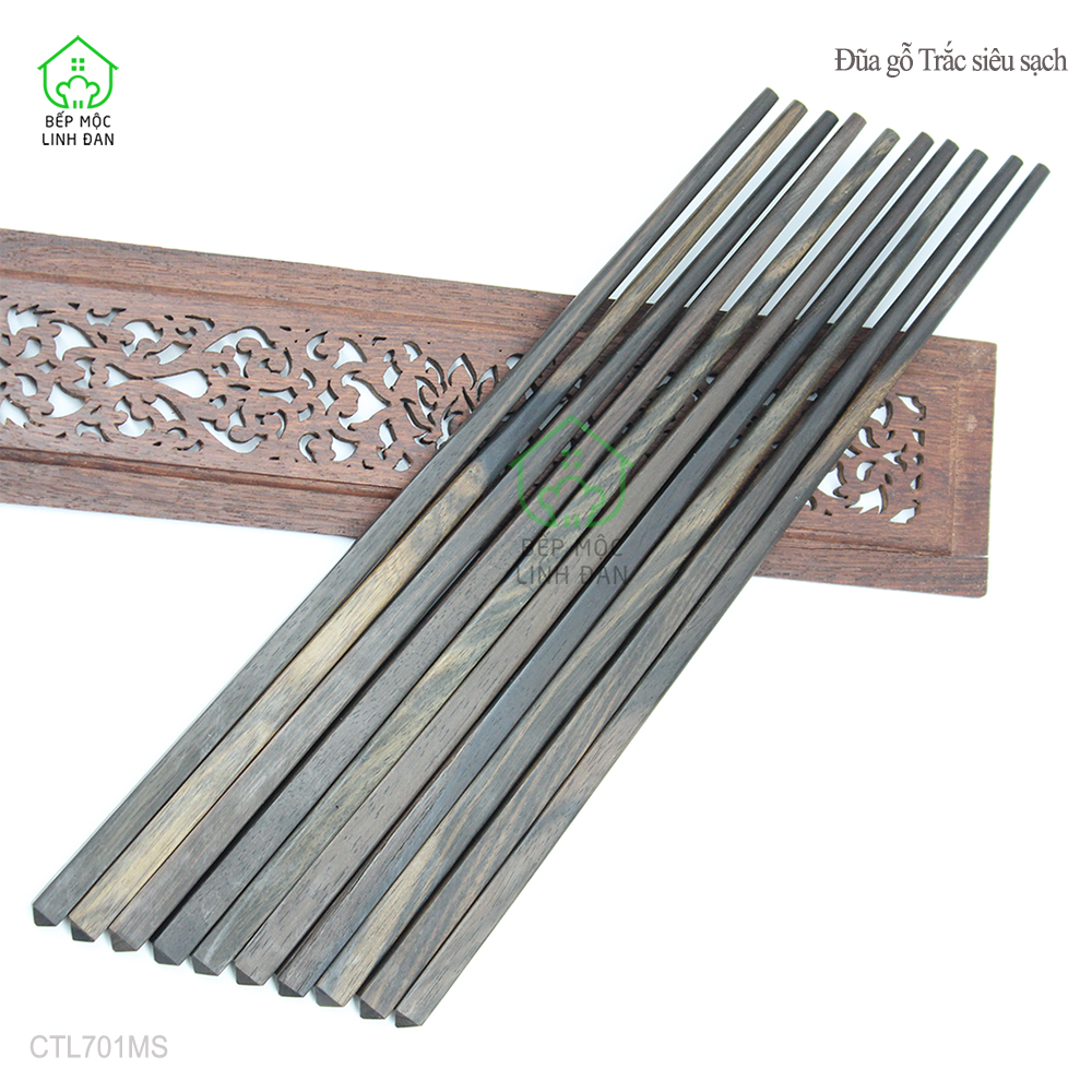 (5 Đôi) Đũa Gỗ Mun Sọc Tự Nhiên Để Mộc - Kháng Khuẩn Siêu Sạch [CTL701MS-5]